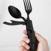 1pc New Outdoor Folding Multifunctional Knife; Fork And Spoon Set; Portable Combination Tableware For Picnic And Mountaineering