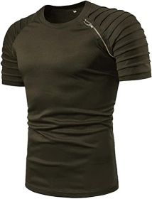 Men's Casual Shirt Short Sleeve Crewneck T Shirt Athletic Running Sport Gym Mens T Shirts (Color: Green, size: M)