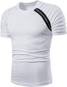 Men's Casual Shirt Short Sleeve Crewneck T Shirt Athletic Running Sport Gym Mens T Shirts (Color: White, size: XL)