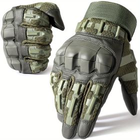 Tactical Gloves for Men - Touch Screen, Non-Slip, Full Finger Protection for Shooting, Airsoft, Military, Paintball, Motorcycle, Cycling, Hunting, Hik (Color: Green, size: XL)