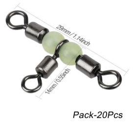 10/20/30/40pcs Cross Line Rolling Swivel With Pearl Luminous Beads; 3 Way Rigs Fishing Tackle Connector For Drifting Trolling (size: 20Pcs)