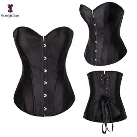 Sexy Women Steampunk Clothing Gothic Plus Size Corsets Lace Up Boned Overbust Bustier Waist Cincher Body Shaper Corselet S-6XL (Color: 818 black, size: 6XL)