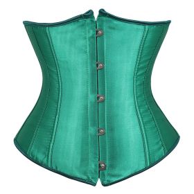 SEXY Gothic Underbust Corset and Waist cincher Bustiers Top Workout Shape Body Belt Plus size Lingerie S-6XL (Color: Green, size: L)