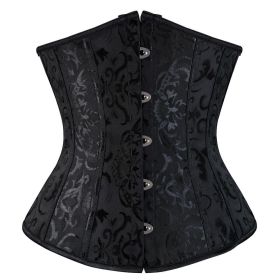 SEXY Gothic Underbust Corset and Waist cincher Bustiers Top Workout Shape Body Belt Plus size Lingerie S-6XL (Color: 9427black, size: XL)