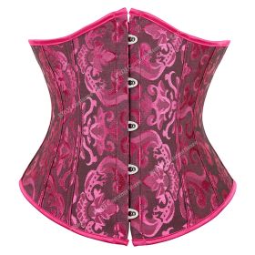 SEXY Gothic Underbust Corset and Waist cincher Bustiers Top Workout Shape Body Belt Plus size Lingerie S-6XL (Color: BlackRose, size: 4XL)