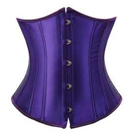 SEXY Gothic Underbust Corset and Waist cincher Bustiers Top Workout Shape Body Belt Plus size Lingerie S-6XL (Color: 7055Deep Purple, size: 4XL)