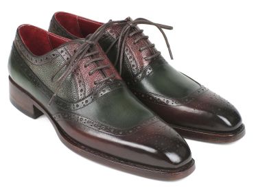 Paul Parkman Goodyear Welted Oxfords Brown & Green (ID#BW926GR) (Select your size: EU 42 - US 9 / 9.5)