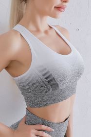 Gradient Racerback Sports Bra (Color: Grey/White, size: S)