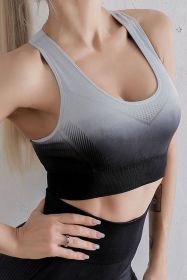 Gradient Racerback Sports Bra (Color: Black/Grey, size: M)