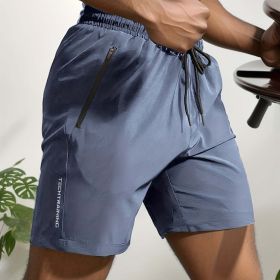 Summer Gym Shorts QuickDry Comfy Stylish with Zippered Pockets (Color: Sea Blue, size: S(31))