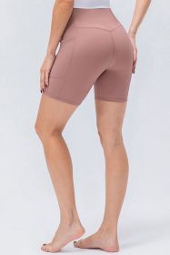 Slim Fit V-Waistband Sports Shorts (Color: Pale Blush, size: 2/XS)