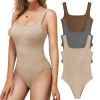 Ribbed Seamless Bodysuit for Women, Sleeveless Shapewear Tank Top for Tummy Control, Sexy Body Sculpting Suits 3 Pack