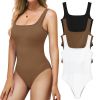 Ribbed Seamless Bodysuit for Women, Sleeveless Shapewear Tank Top for Tummy Control, Sexy Body Sculpting Suits 3 Pack