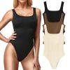 Ribbed Seamless Bodysuit for Women, Sleeveless Shapewear Tank Top for Tummy Control, Sexy Body Sculpting Suits 3 Pack