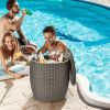 Rattan Cool Bar 4-in-1 Cocktail Table Side Table for Outdoor Patio