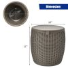 Rattan Cool Bar 4-in-1 Cocktail Table Side Table for Outdoor Patio