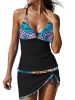 Leopard Print V Neck Halter Swimsuit, Drawstring High Strech Patchwork 2 Piece Bathing Suit, Women's Swimwear & Clothing